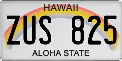 HI license plate ZUS825