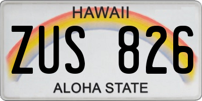 HI license plate ZUS826