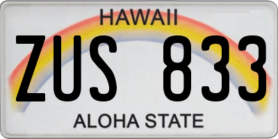 HI license plate ZUS833