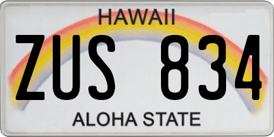 HI license plate ZUS834