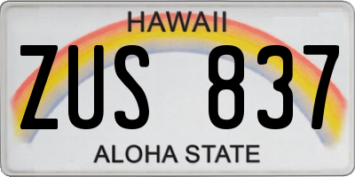 HI license plate ZUS837