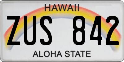 HI license plate ZUS842