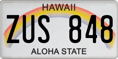 HI license plate ZUS848