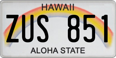 HI license plate ZUS851