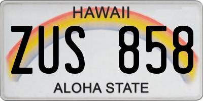 HI license plate ZUS858