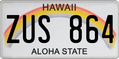 HI license plate ZUS864