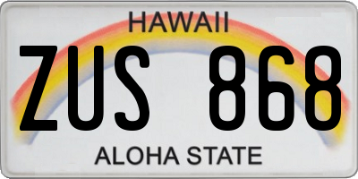 HI license plate ZUS868