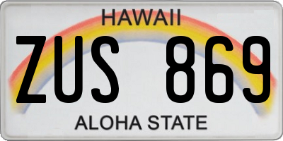 HI license plate ZUS869