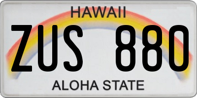 HI license plate ZUS880