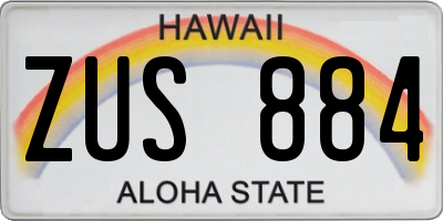 HI license plate ZUS884