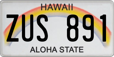 HI license plate ZUS891