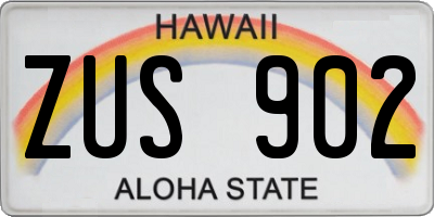 HI license plate ZUS902