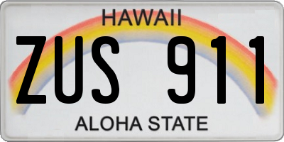 HI license plate ZUS911