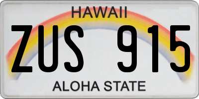 HI license plate ZUS915