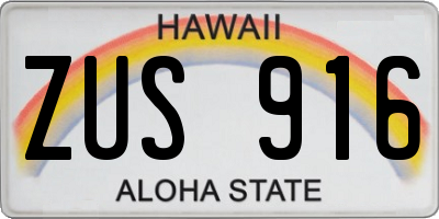 HI license plate ZUS916