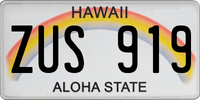 HI license plate ZUS919