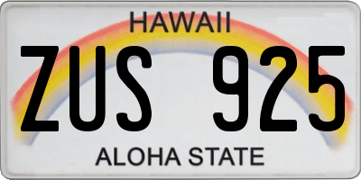 HI license plate ZUS925
