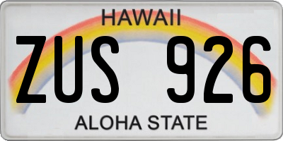HI license plate ZUS926