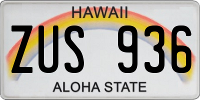 HI license plate ZUS936