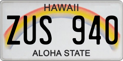 HI license plate ZUS940