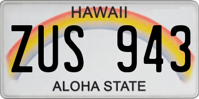 HI license plate ZUS943