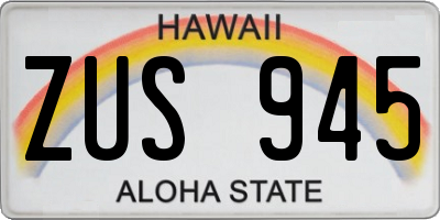 HI license plate ZUS945