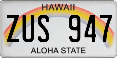 HI license plate ZUS947