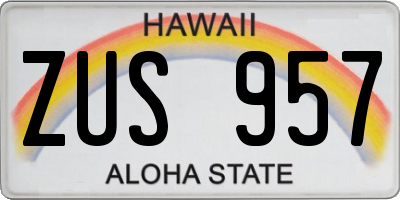 HI license plate ZUS957