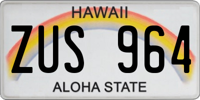 HI license plate ZUS964