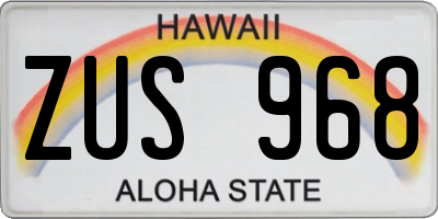HI license plate ZUS968