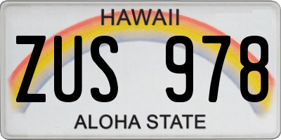 HI license plate ZUS978