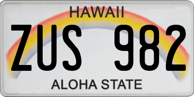 HI license plate ZUS982