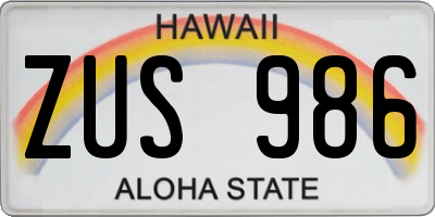 HI license plate ZUS986