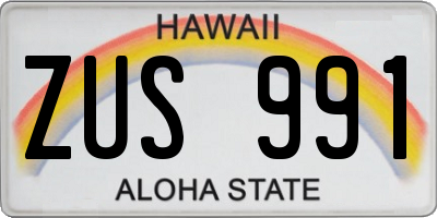 HI license plate ZUS991
