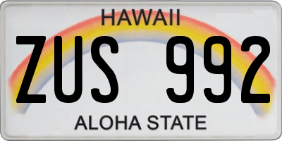 HI license plate ZUS992