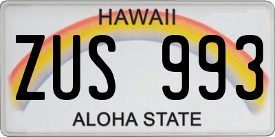 HI license plate ZUS993