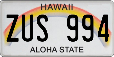 HI license plate ZUS994