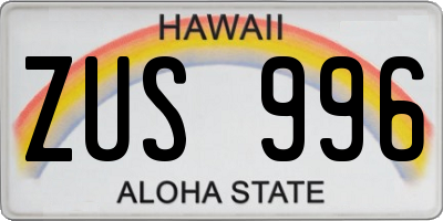 HI license plate ZUS996