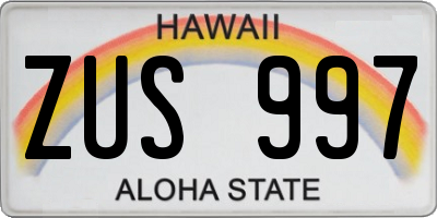 HI license plate ZUS997