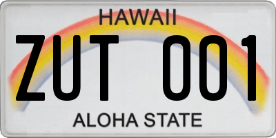 HI license plate ZUT001
