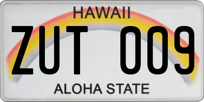HI license plate ZUT009