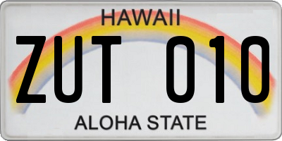 HI license plate ZUT010