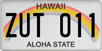 HI license plate ZUT011