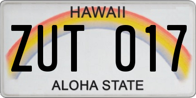 HI license plate ZUT017