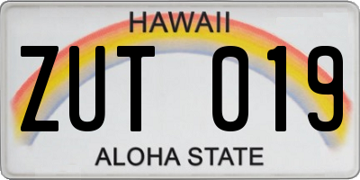 HI license plate ZUT019