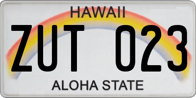HI license plate ZUT023