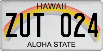 HI license plate ZUT024