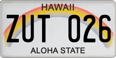 HI license plate ZUT026