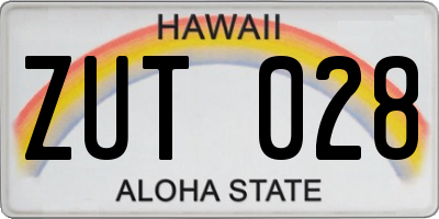 HI license plate ZUT028