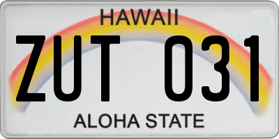 HI license plate ZUT031